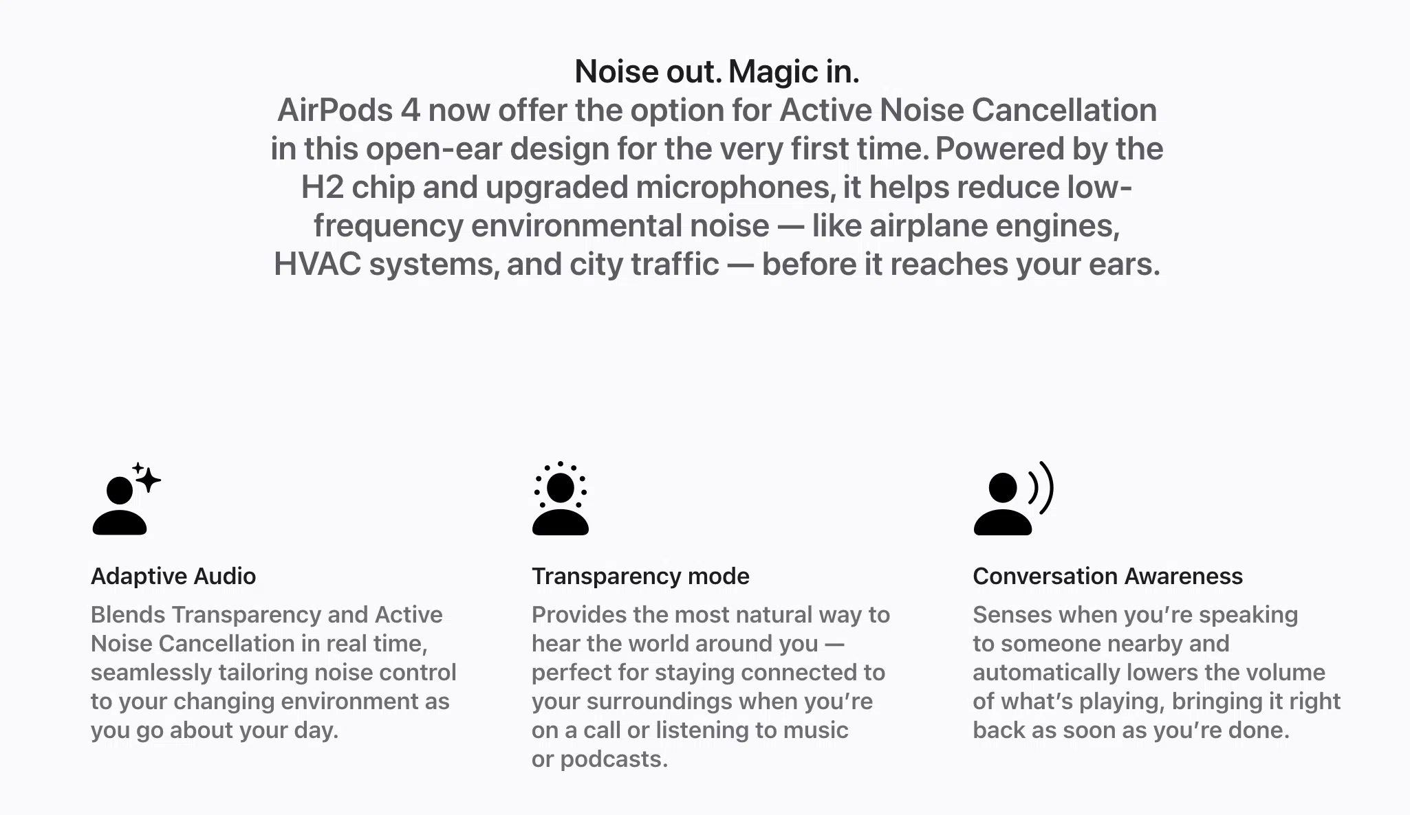 Apple Airpods 4 Sound details