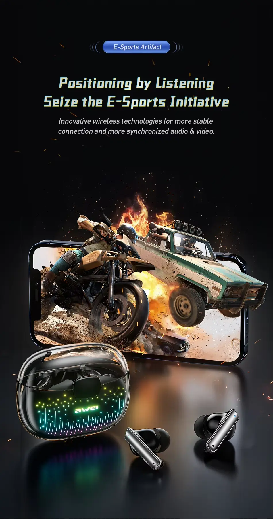 Awei T52 Earbuds Gaming Mode