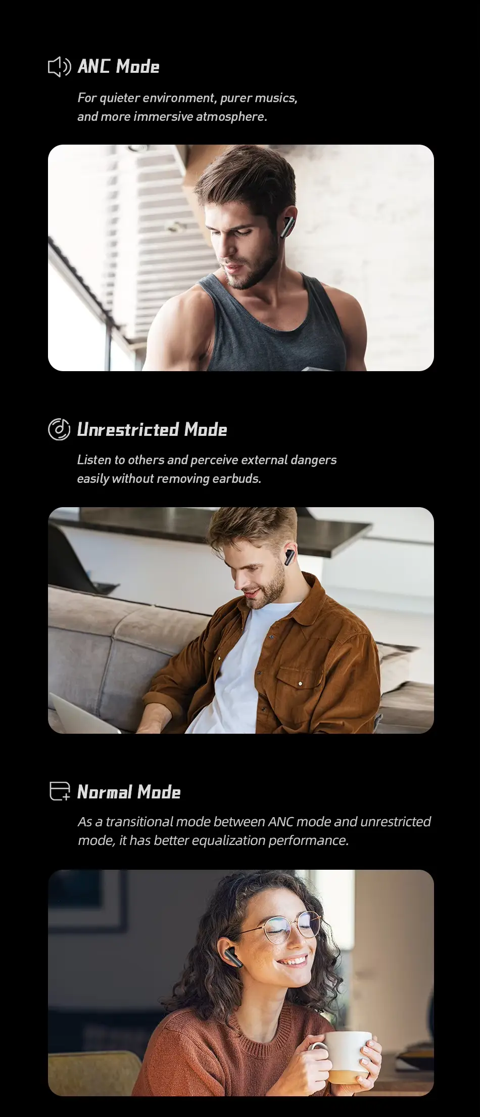 Awei T52 Earbuds Modes