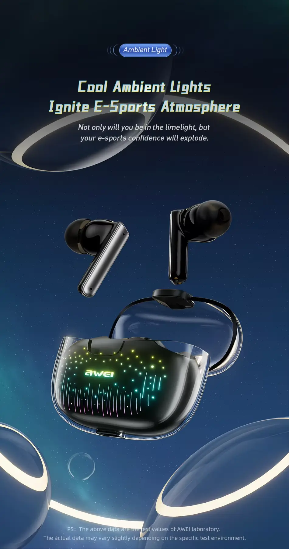 Awei T52 Earbuds with ambient lights