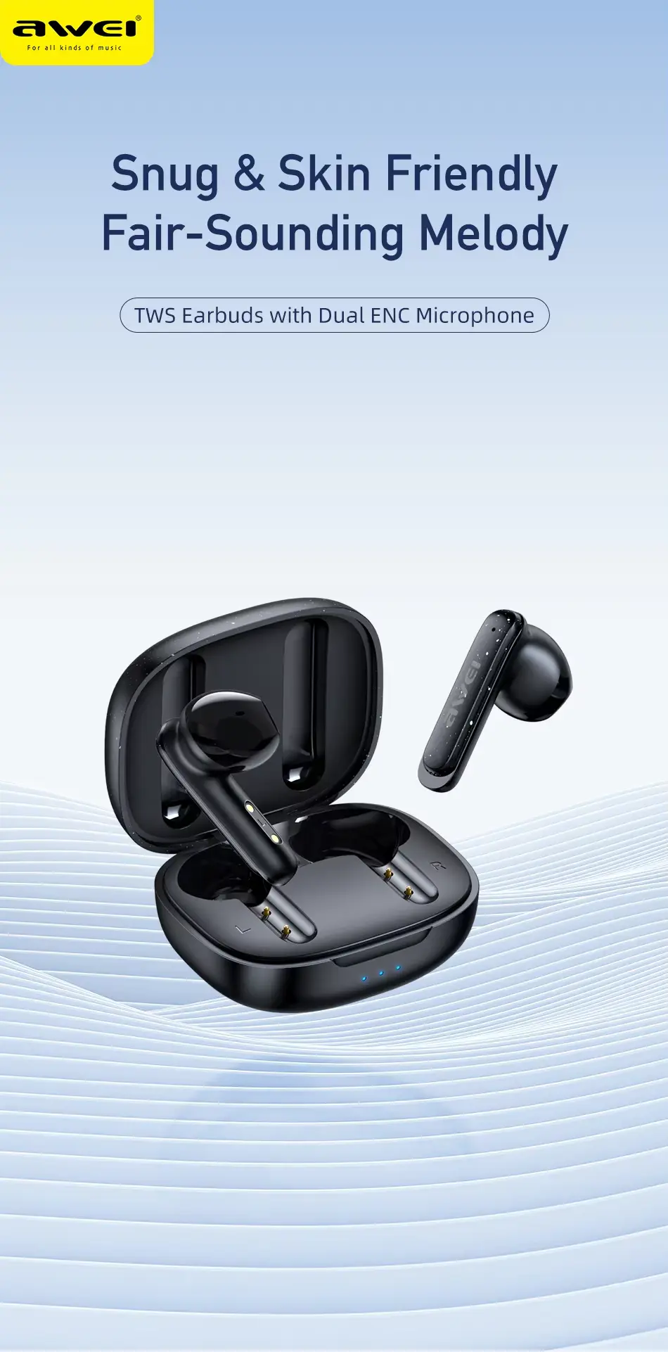 Awei T66 ENC Earbuds design