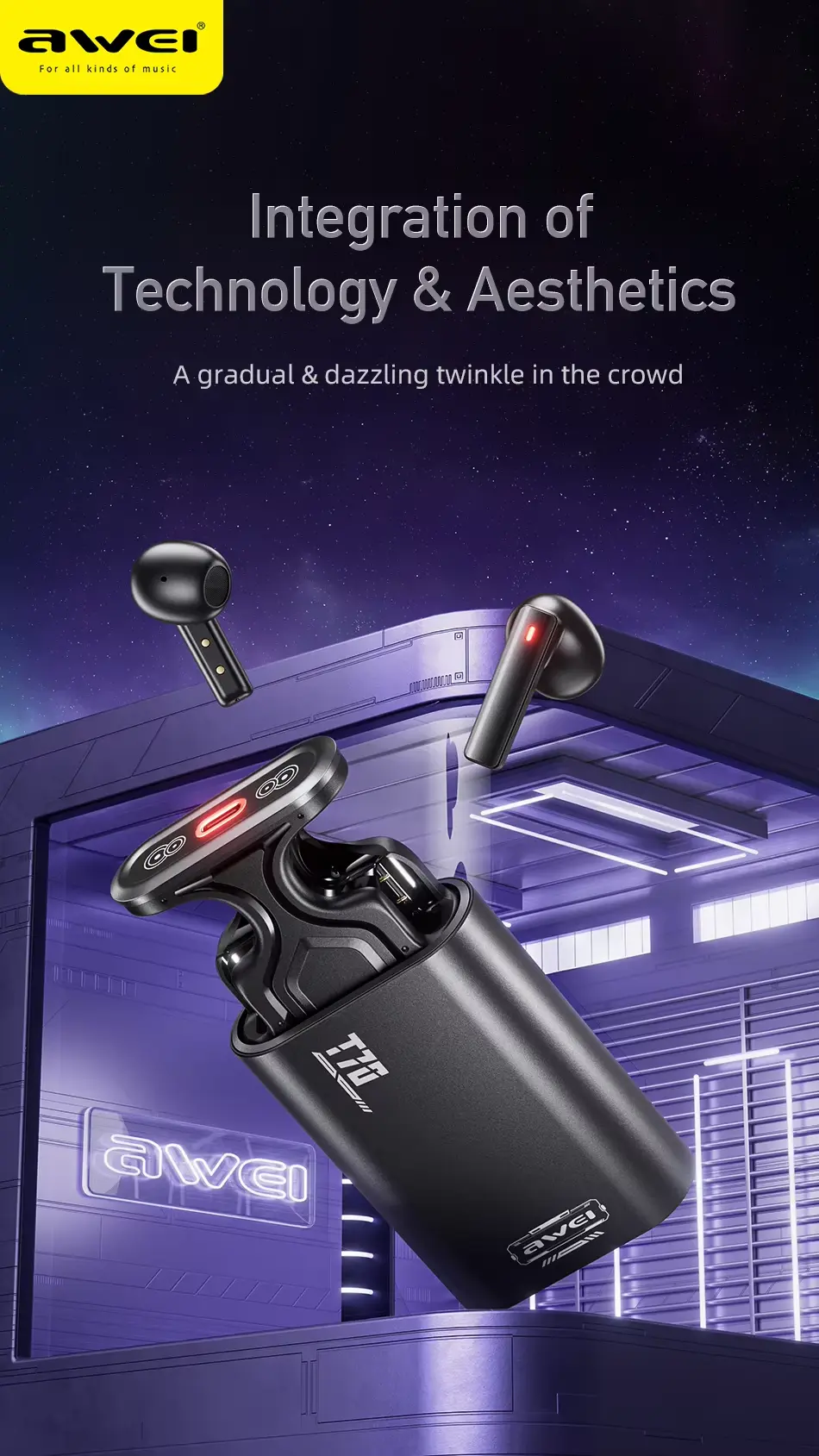 Awei T70 Earbuds design