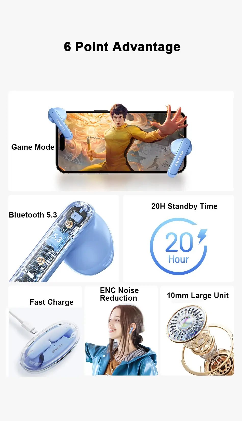 Awei T85 ENC TWS Earbuds core features