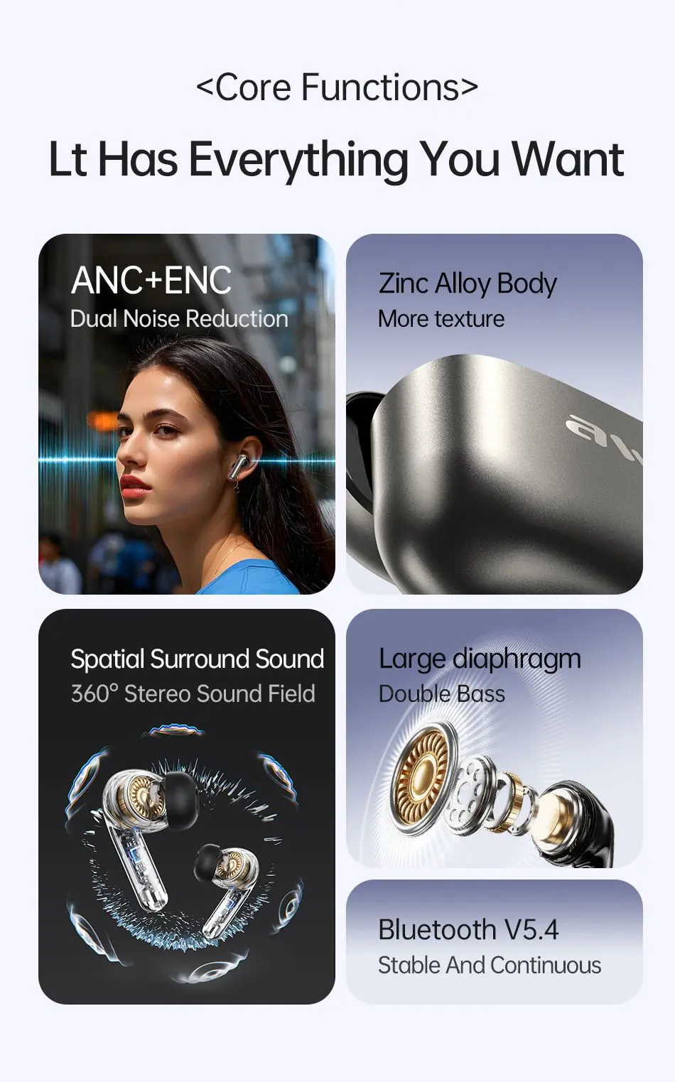 Awei TA13 ANC Earbuds core functions
