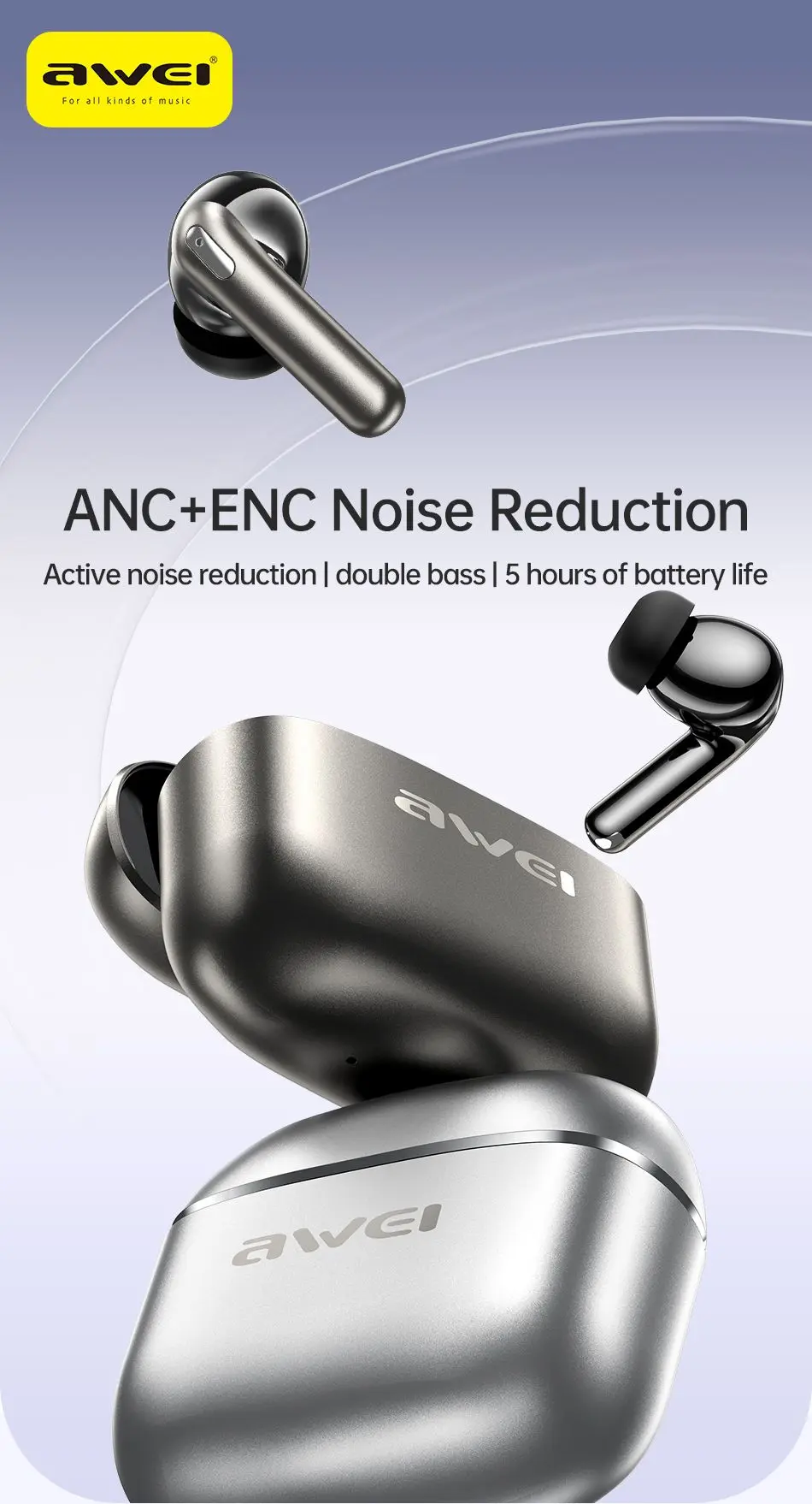 Awei TA13 ANC Earbuds design