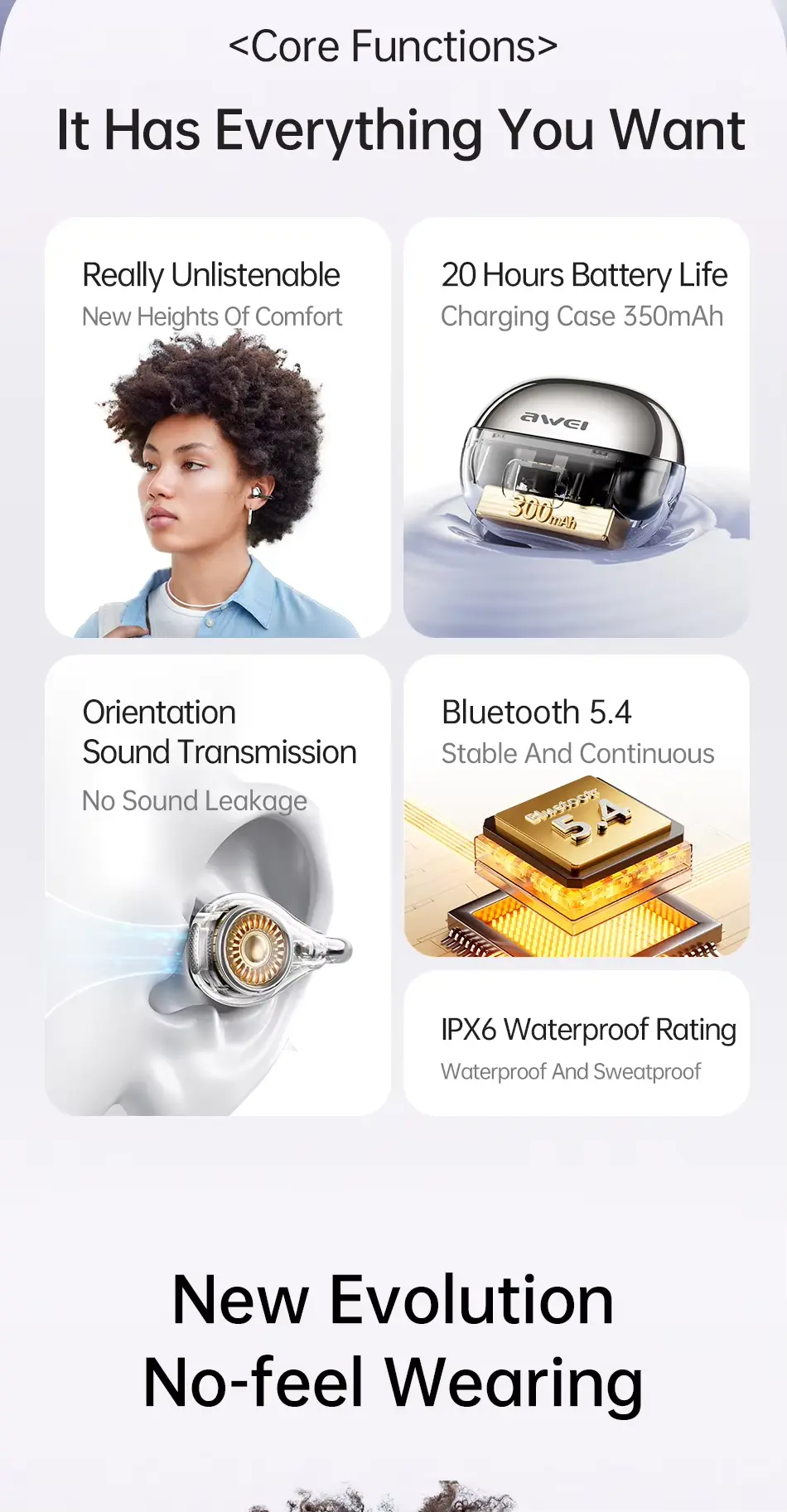 Awei TZ50 Ear Clips core features