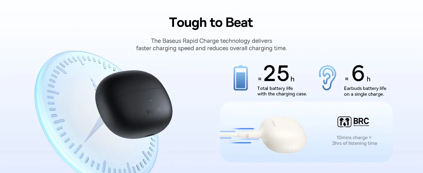 Baseus AirGo AS01 EarClip battery life
