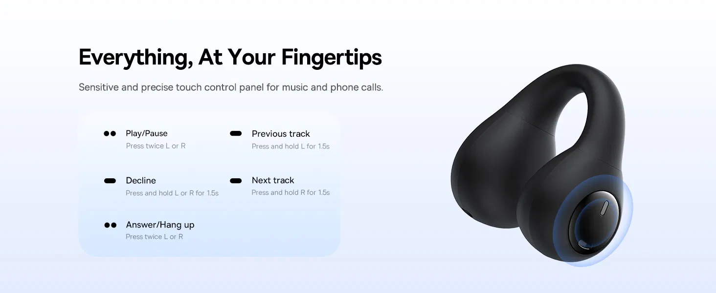 Baseus AirGo AS01 EarClip touch controls