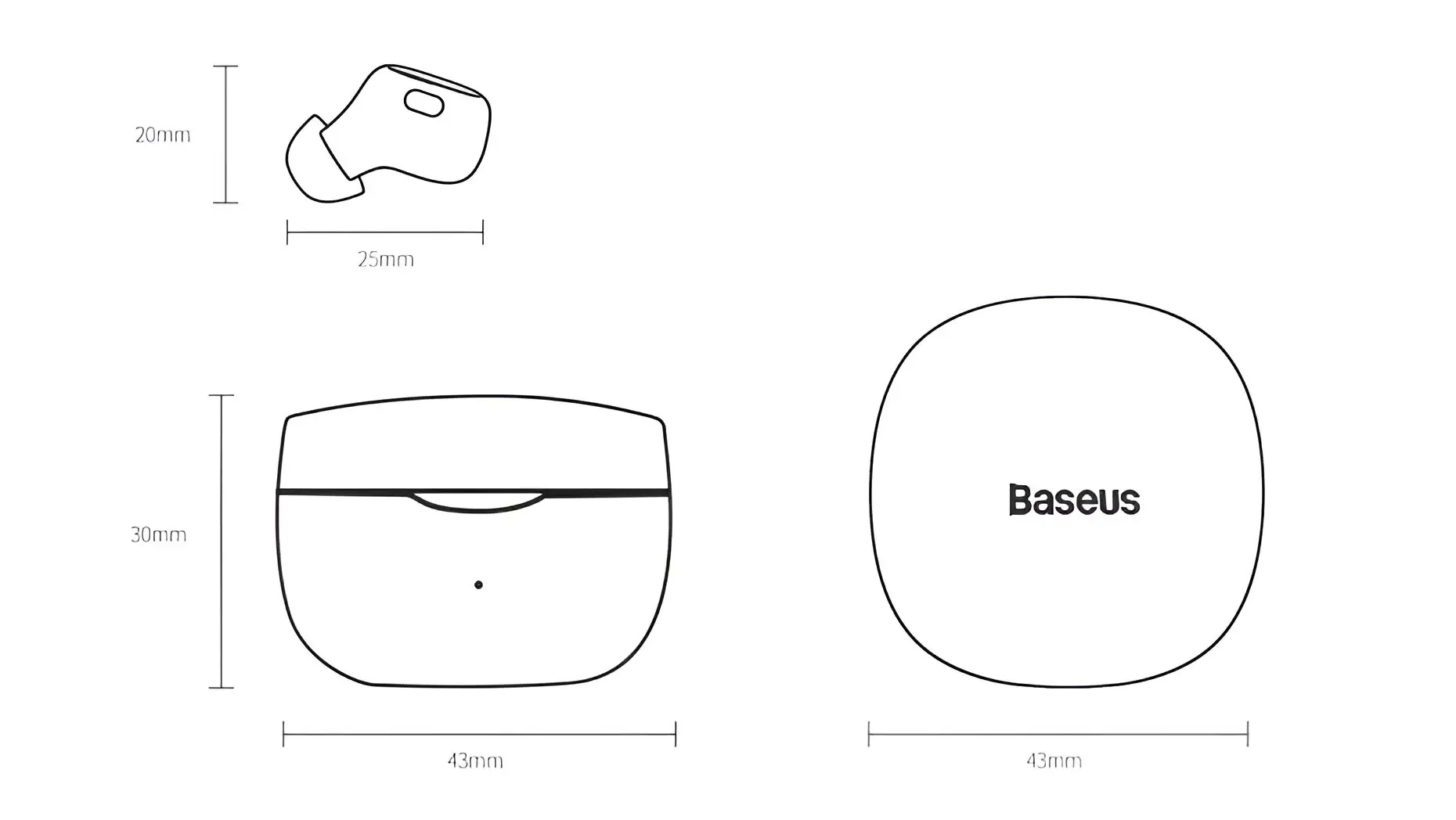 Baseus Encok WM01 Earphones Dimensions