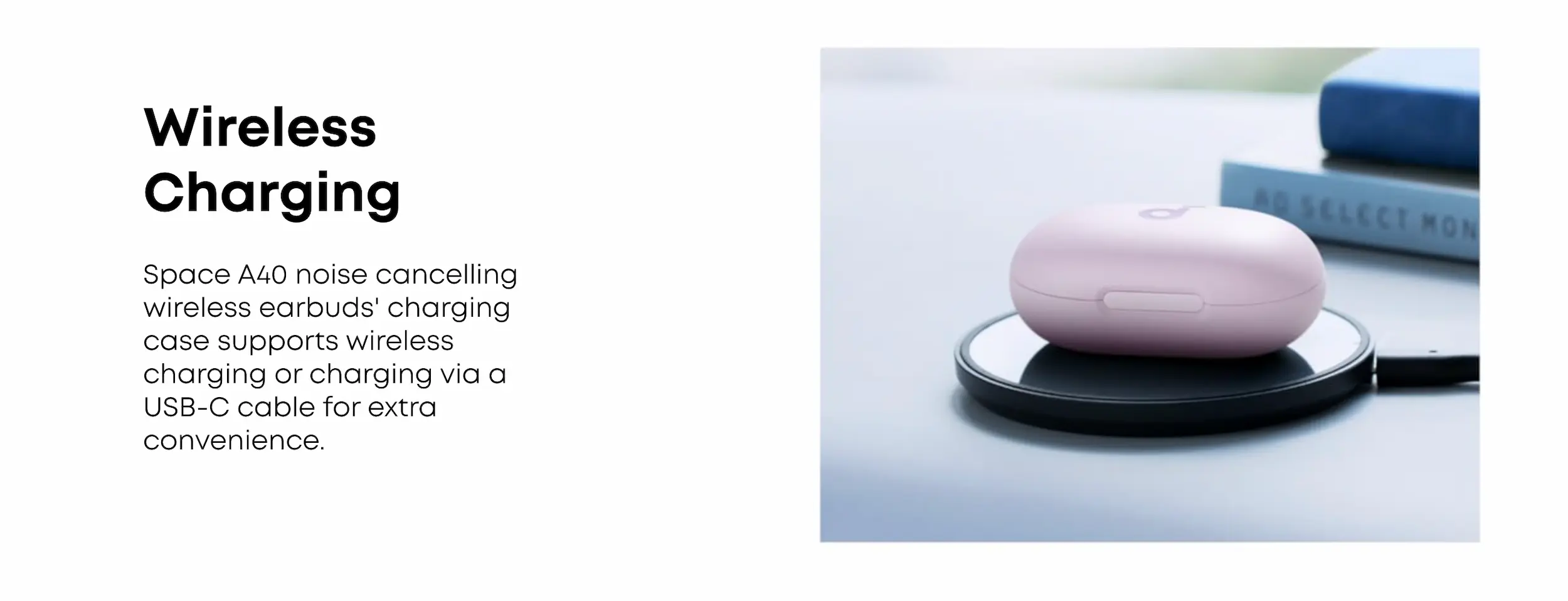 Soundcore Space A40 ANC Earbuds wireless charging case