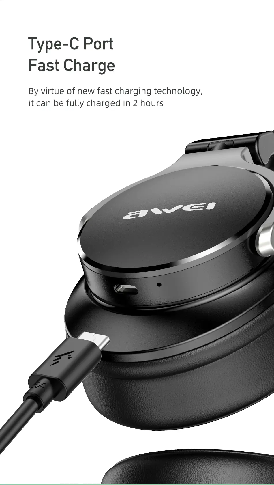 Awei A710BL ANC Headphone with usb type-c port