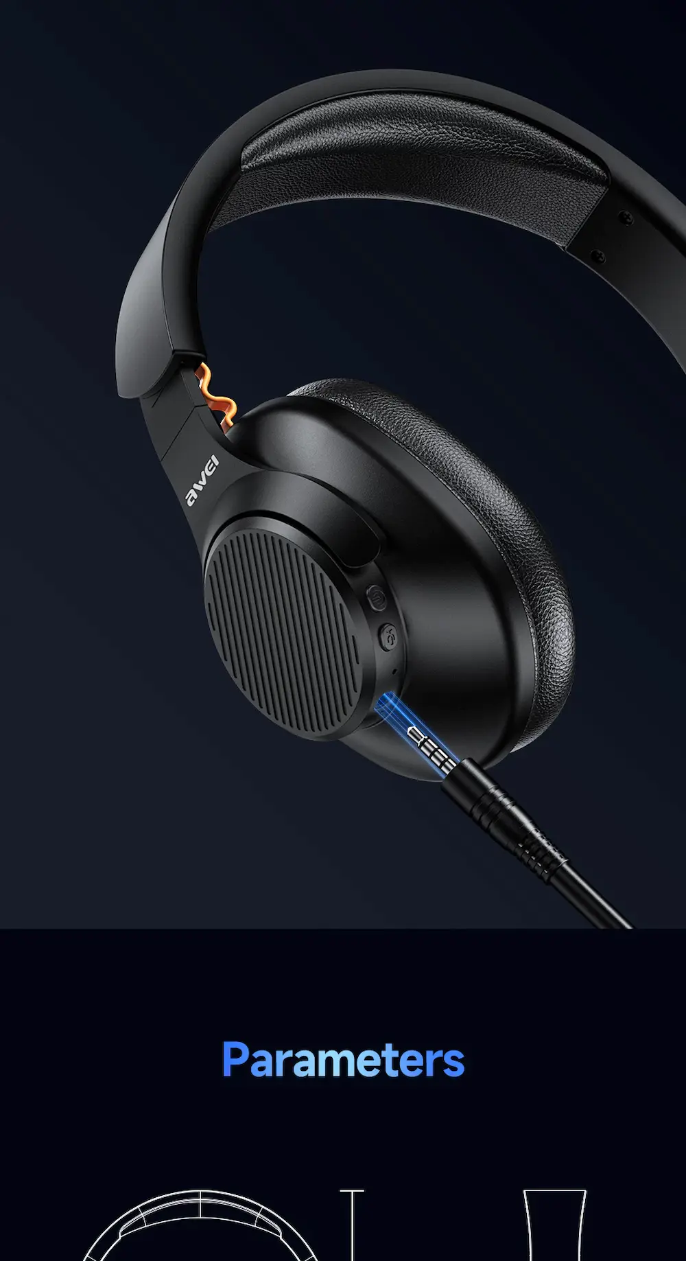 Awei A997BL Headphone with wire and wireless option