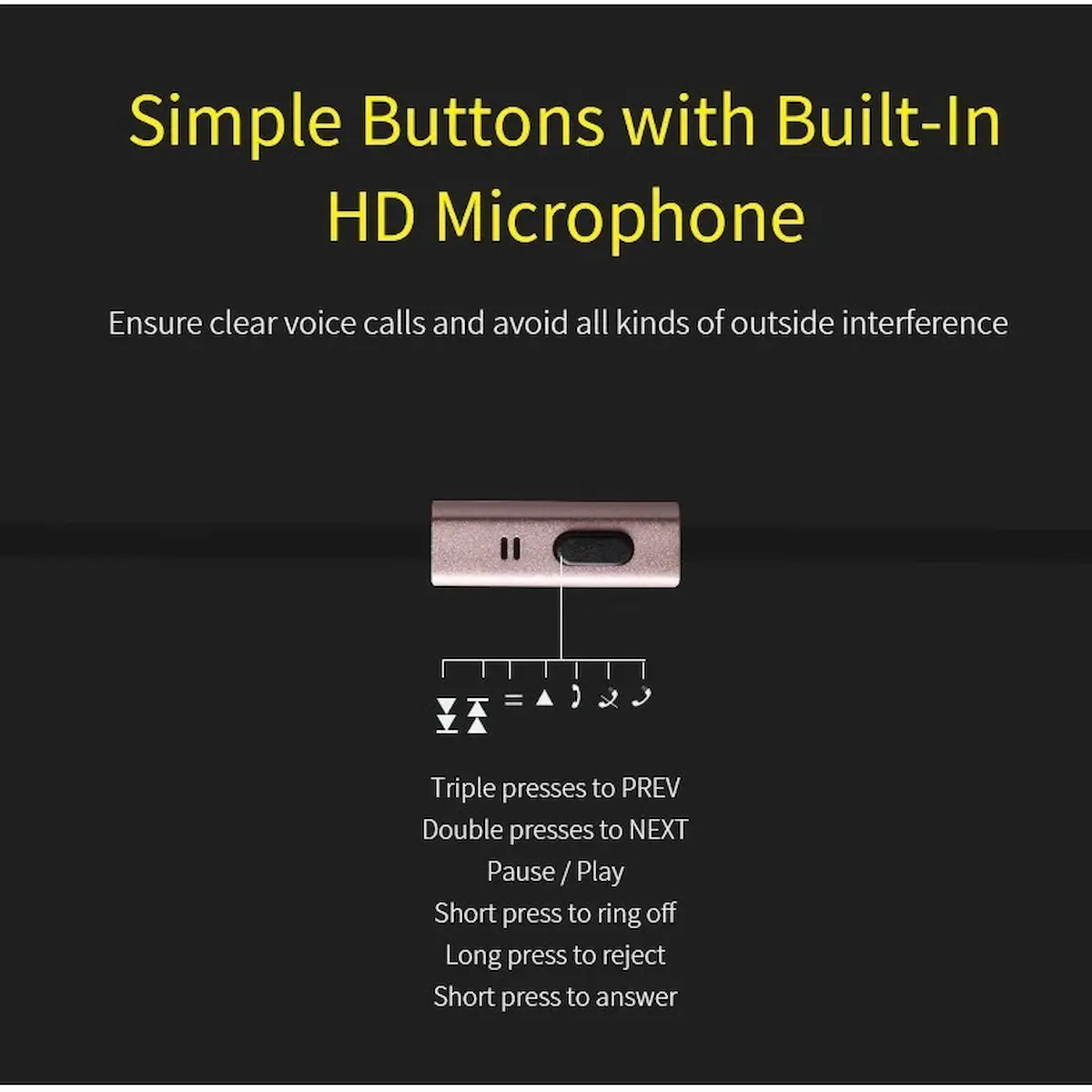 Awei ES-910i Noise Reduction Wired Earphones button controls