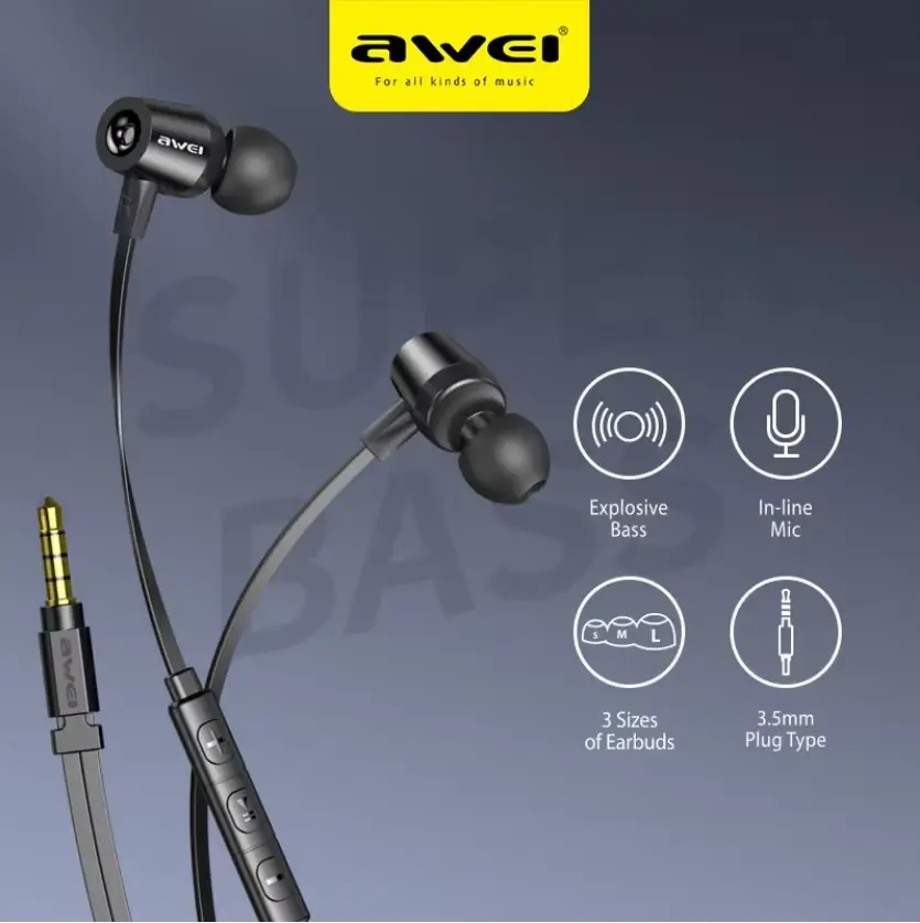 Awei L1 Super Bass Wired Earphone features