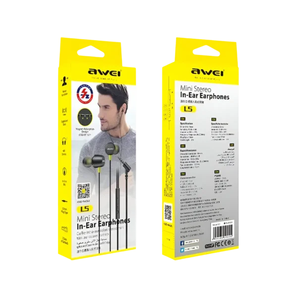 Awei L5 3 Bass Stereo Wired Earphones box