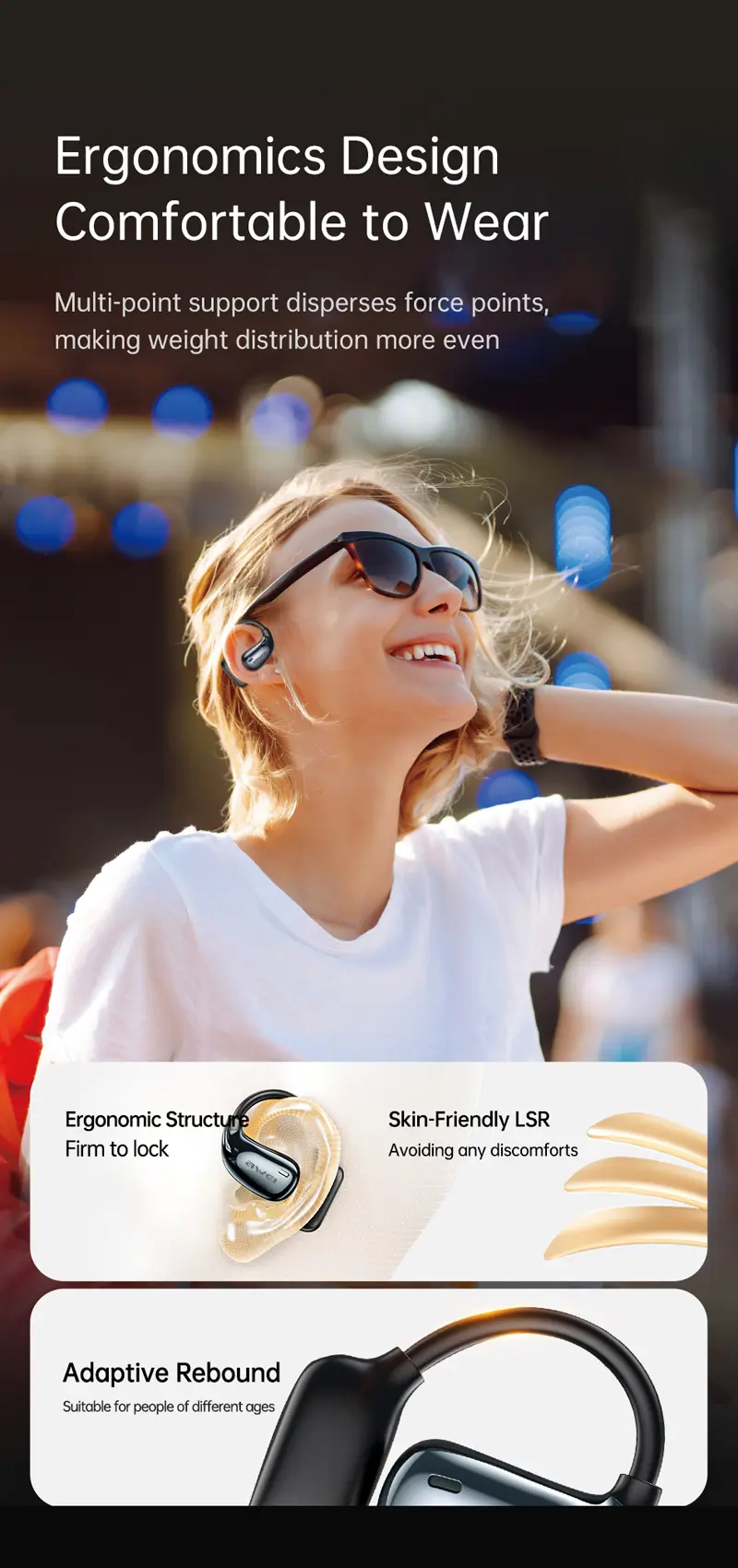 Awei OWS T98 Ear-hook comfortable design
