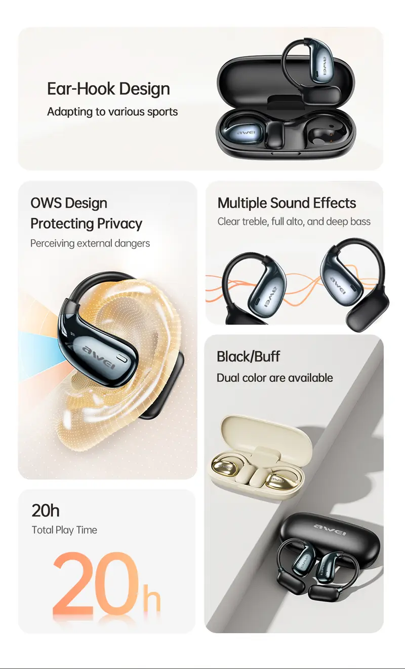 Awei OWS T98 Ear-hook earbuds specs