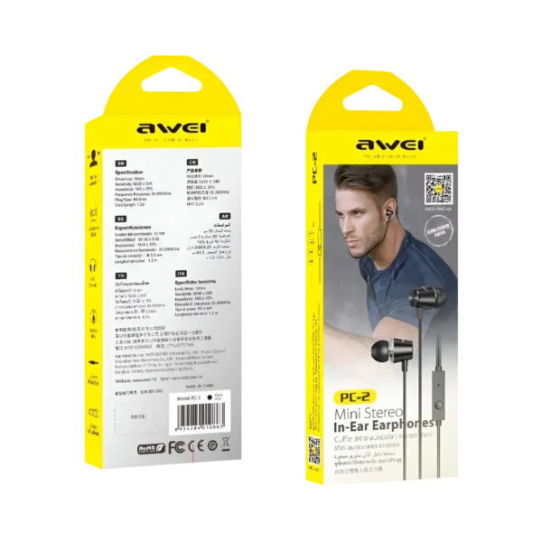 Awei PC-2 Metal Wired Earphone box