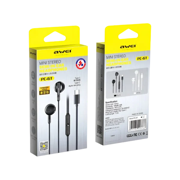 Awei PC-6T Type-C Wired Earphones box