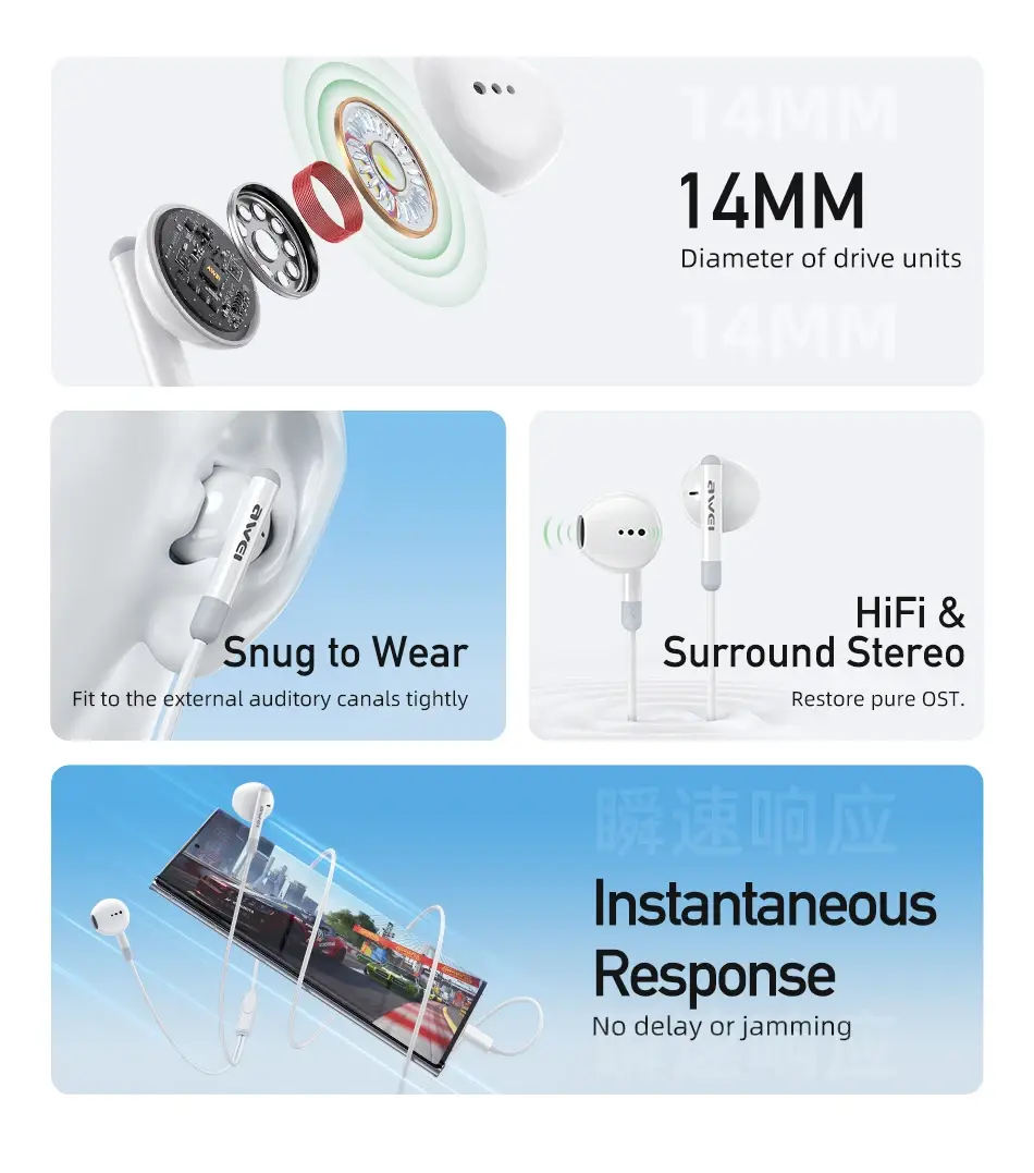 Awei PC-6T Type-C Wired Earphones features