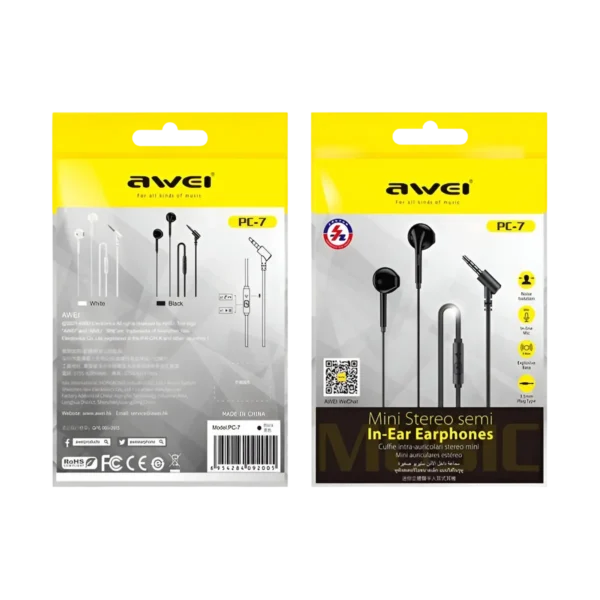 Awei PC-7 Wired Music Earphones box