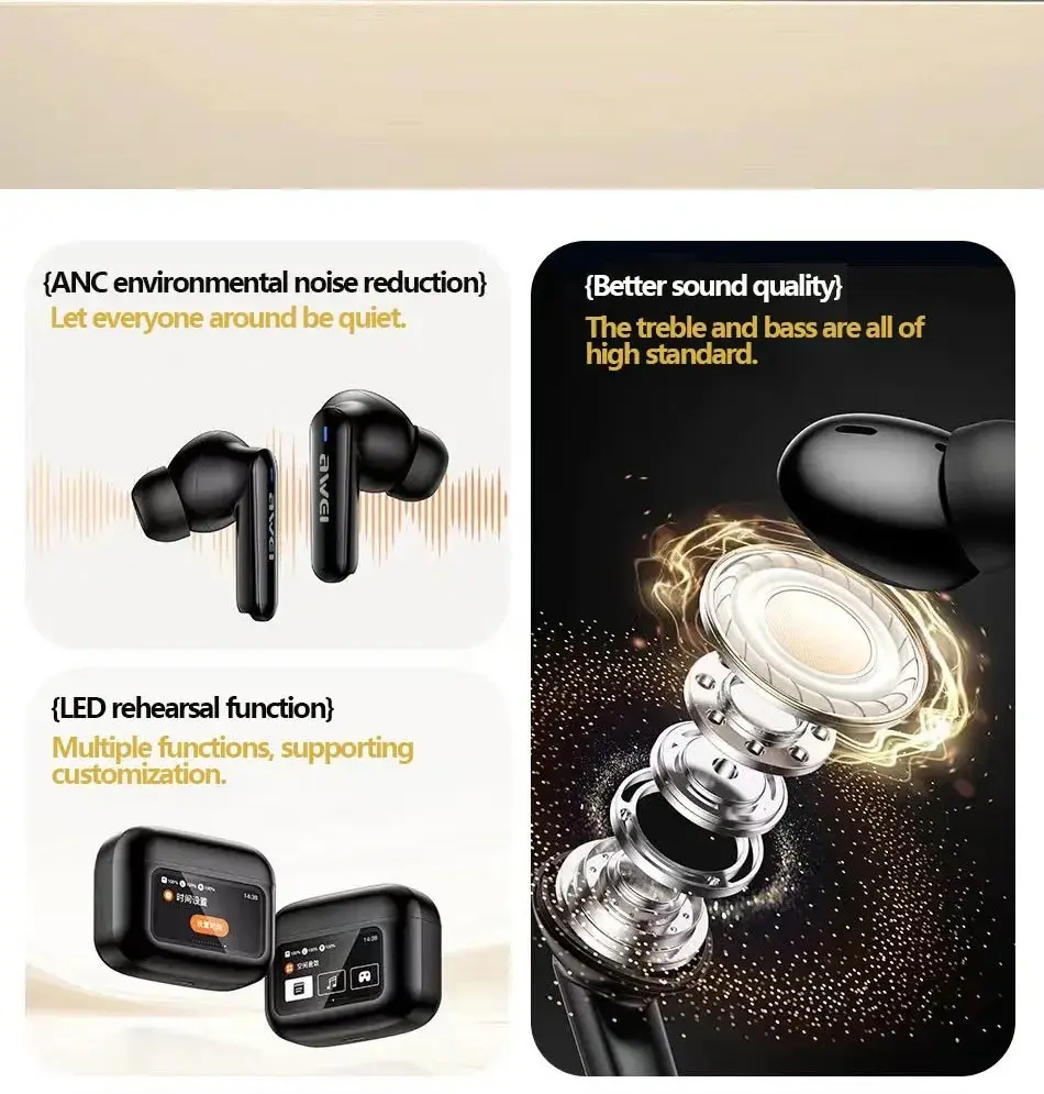 Awei T56 Earbuds with Touch Screen features