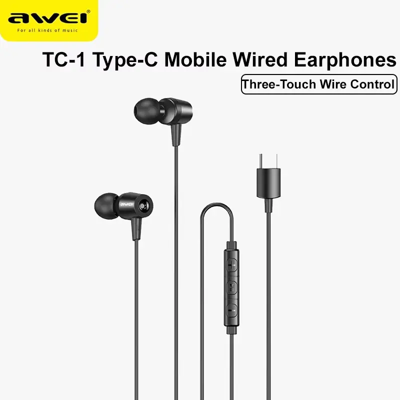 Awei TC-1 Type-c Wired Earphone for mobiles