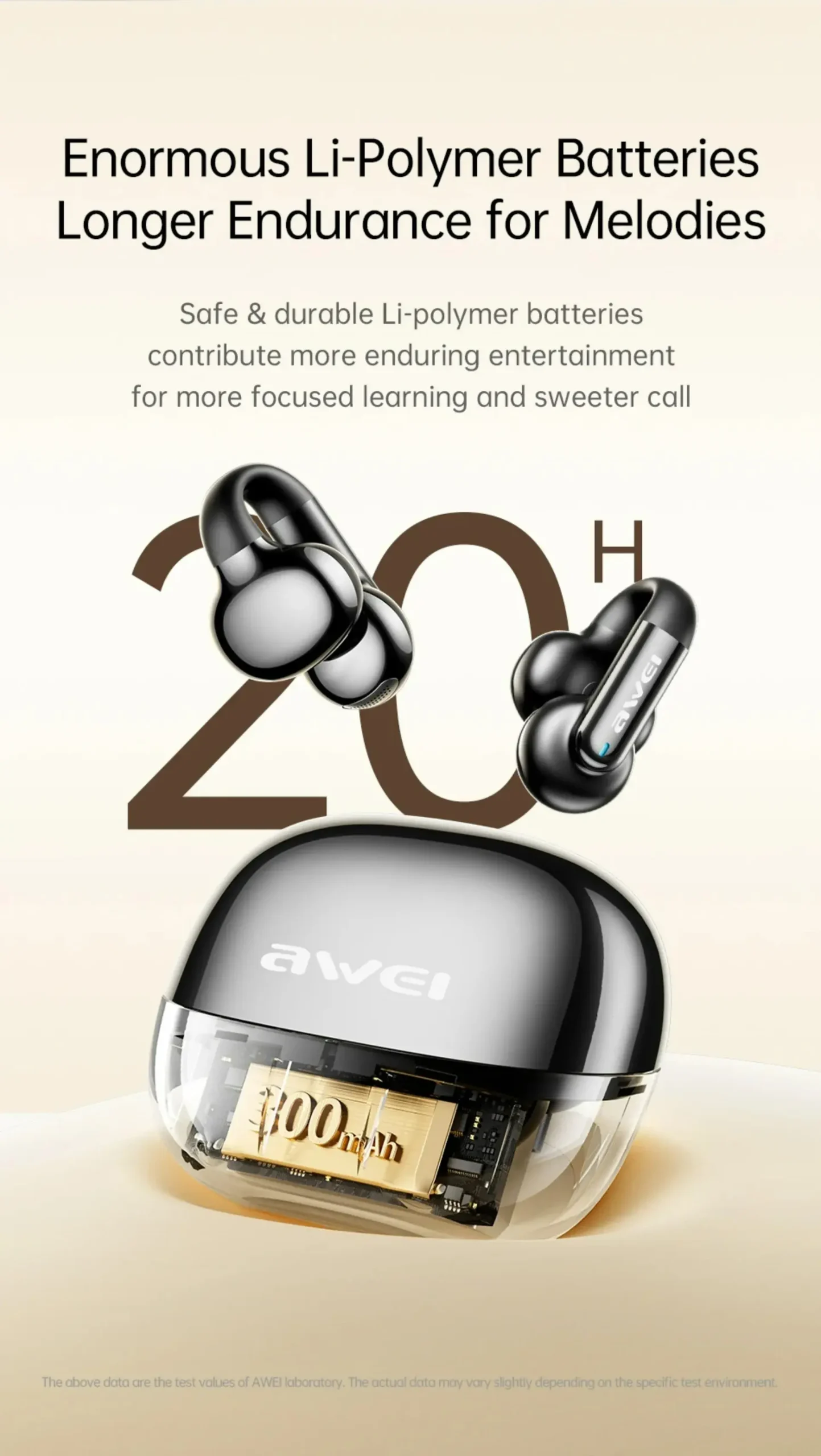 Awei TZ30 Ear Clip Earphones battery