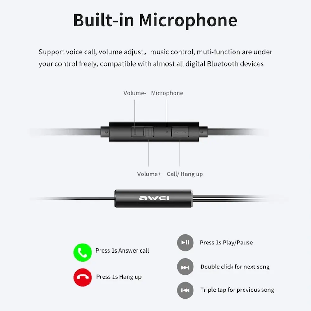 Awei Z1 Wired Earphones with builtin mic
