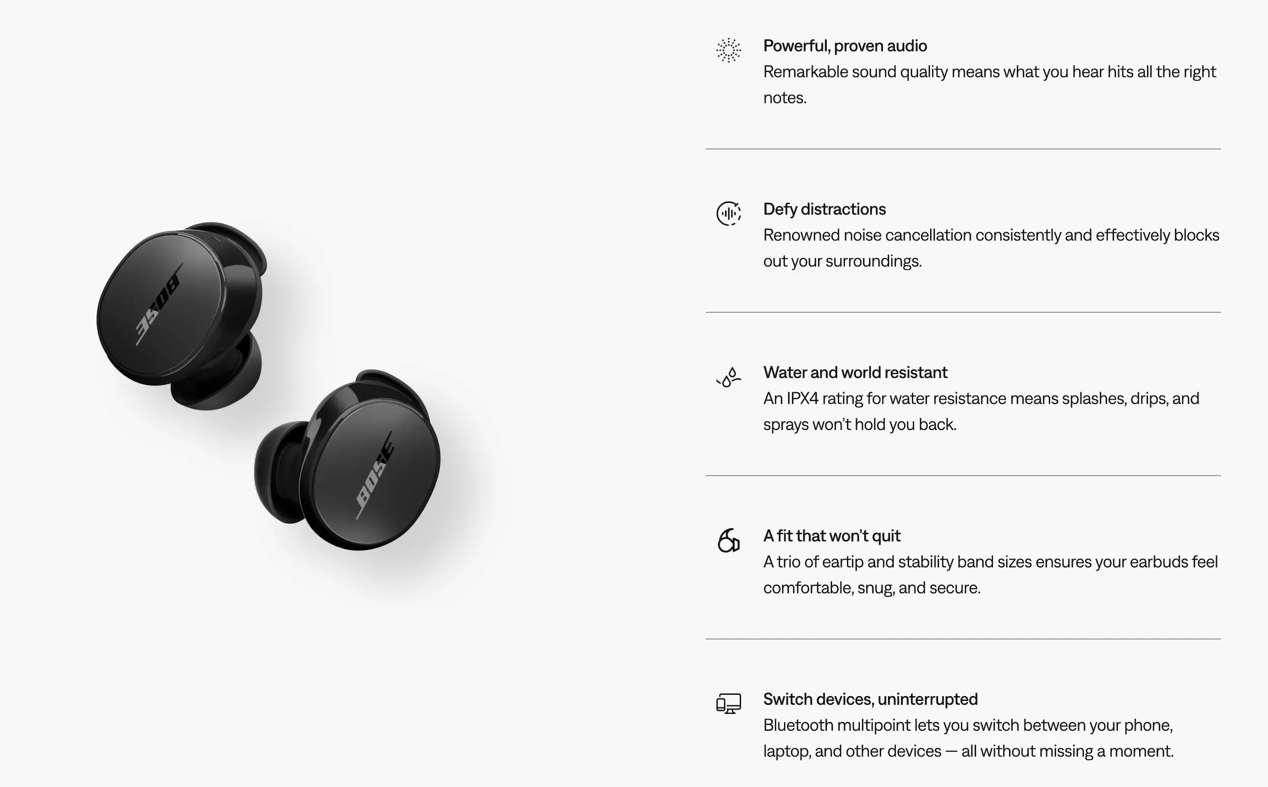 Bose QuietComfort Earbud Features