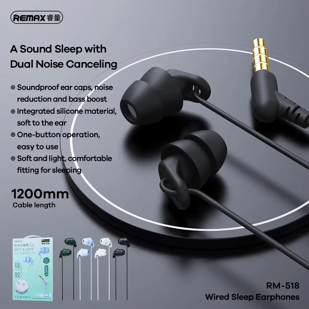 Remax In- Ear Stereo Wired Sleep Earphones RM-518 features