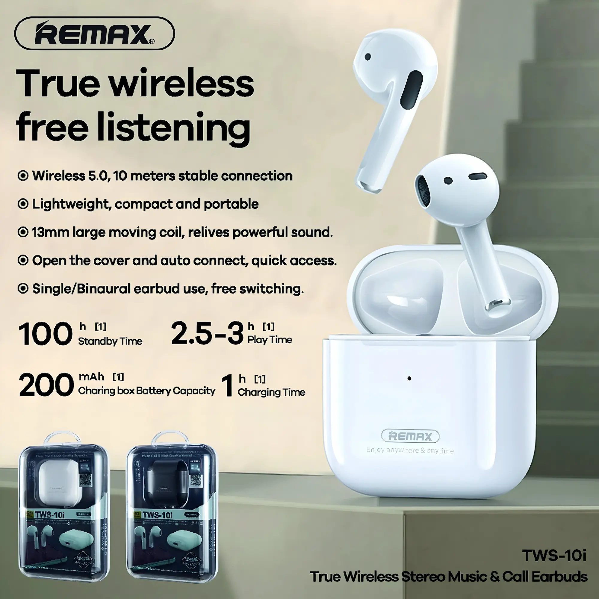 Remax TWS-10i Earbuds Features