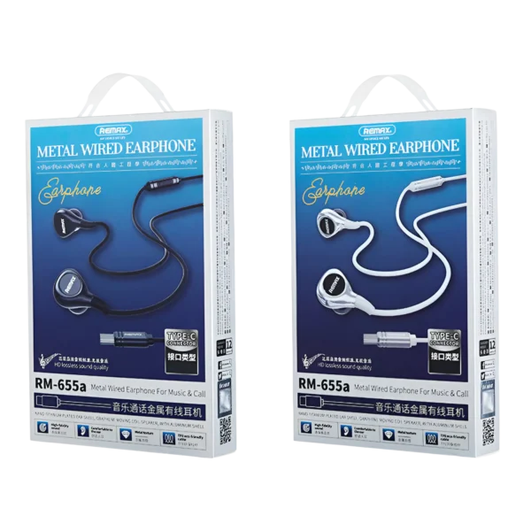 Remax Type-C Metal Wired Earphone RM-655a box