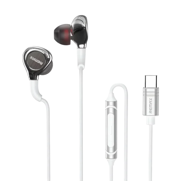 Remax Type-C Metal Wired Earphone RM-655a white