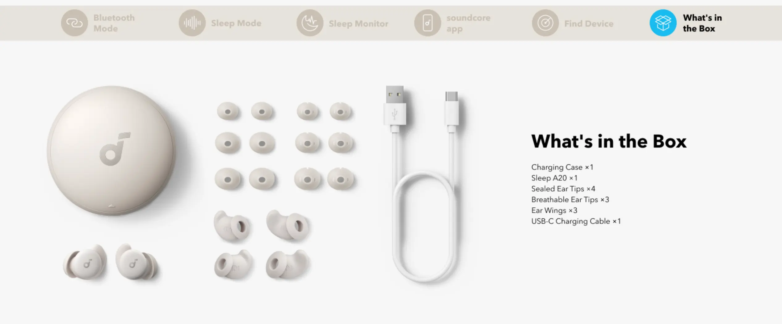 Soundcore Sleep A20 whats in the box