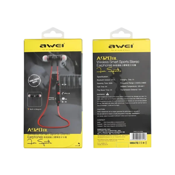 Awei A920BL Bluetooth Wireless Earphone box