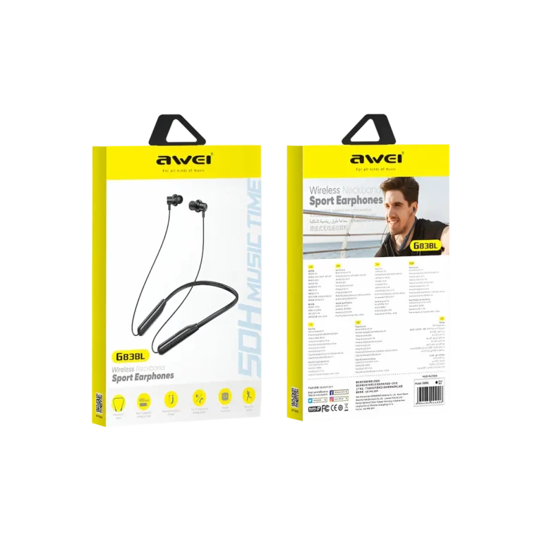 Awei G83BL Bluetooth Neckband Earphones box