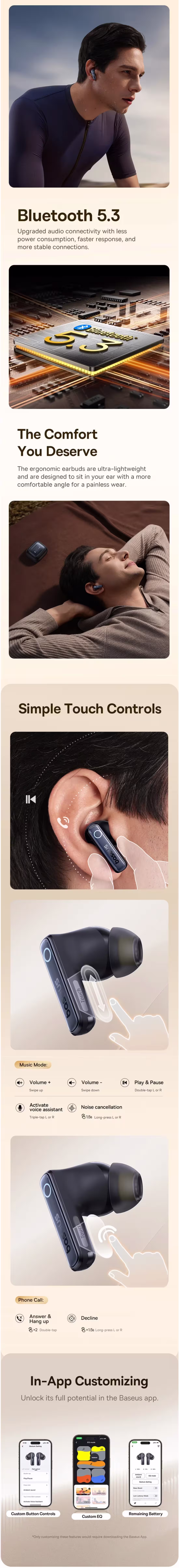 Baseus Bowie 35 True Wireless Earbuds all features 2nd