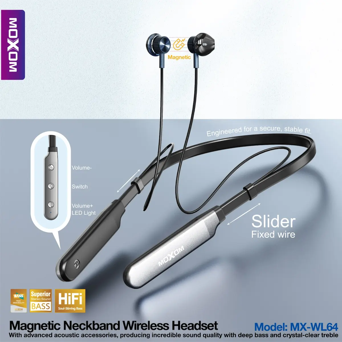 Moxom MX-WL64 Wireless Magnetic Neckband
