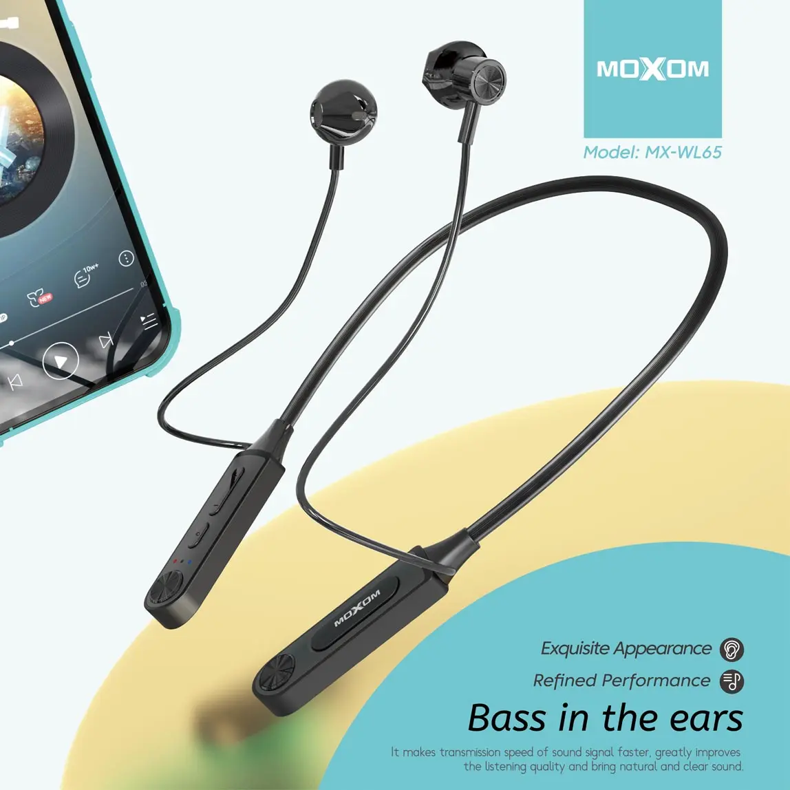 Moxom MX-WL65 Magnetic Neckband bass sound