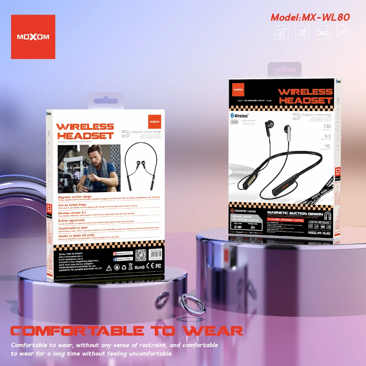 Moxom MX-WL80 foldable Wireless Neckband box