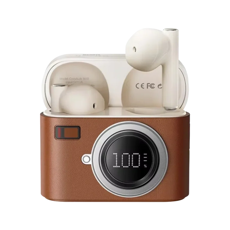REMAX CozyBuds W33 Retro Camera Earbuds brown color