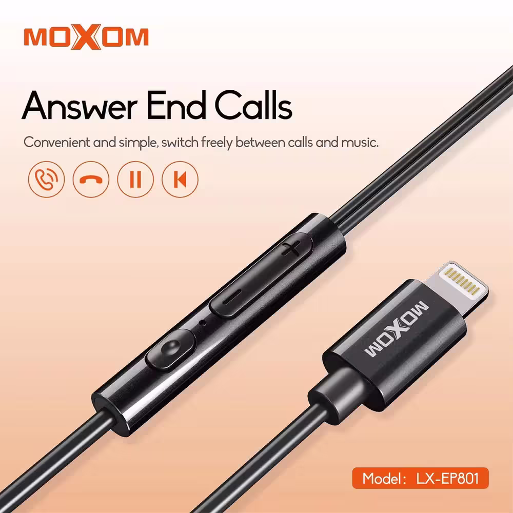 Moxom LX-EP803 iPhone Lightning Connector Earphones with inline controls
