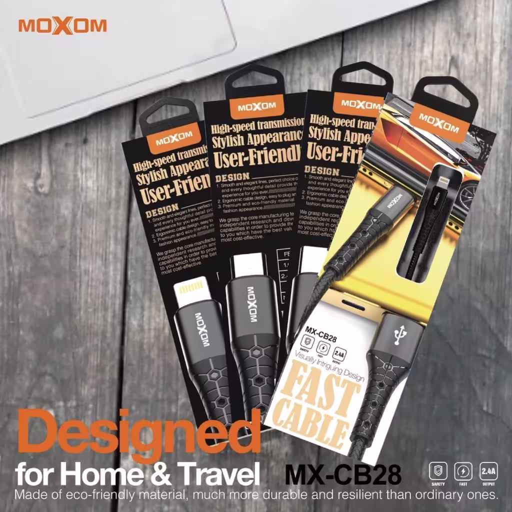 Moxom MX-CB28 2.4A Fast Charging Carbon Fiber durable all types Data Cable