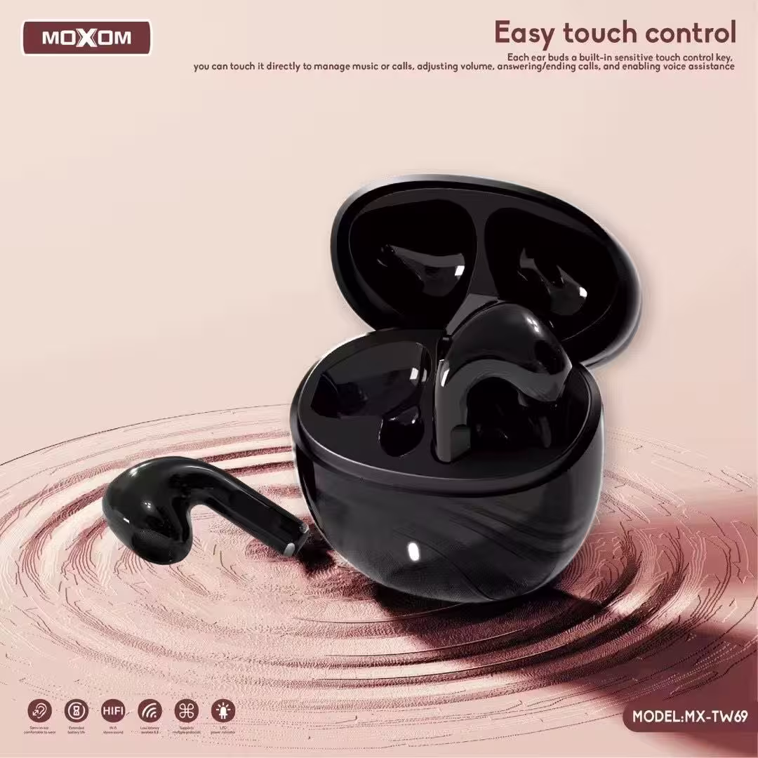 Moxom MX-TW69 Cloud TWS Wireless Earbuds auto connection touch controls