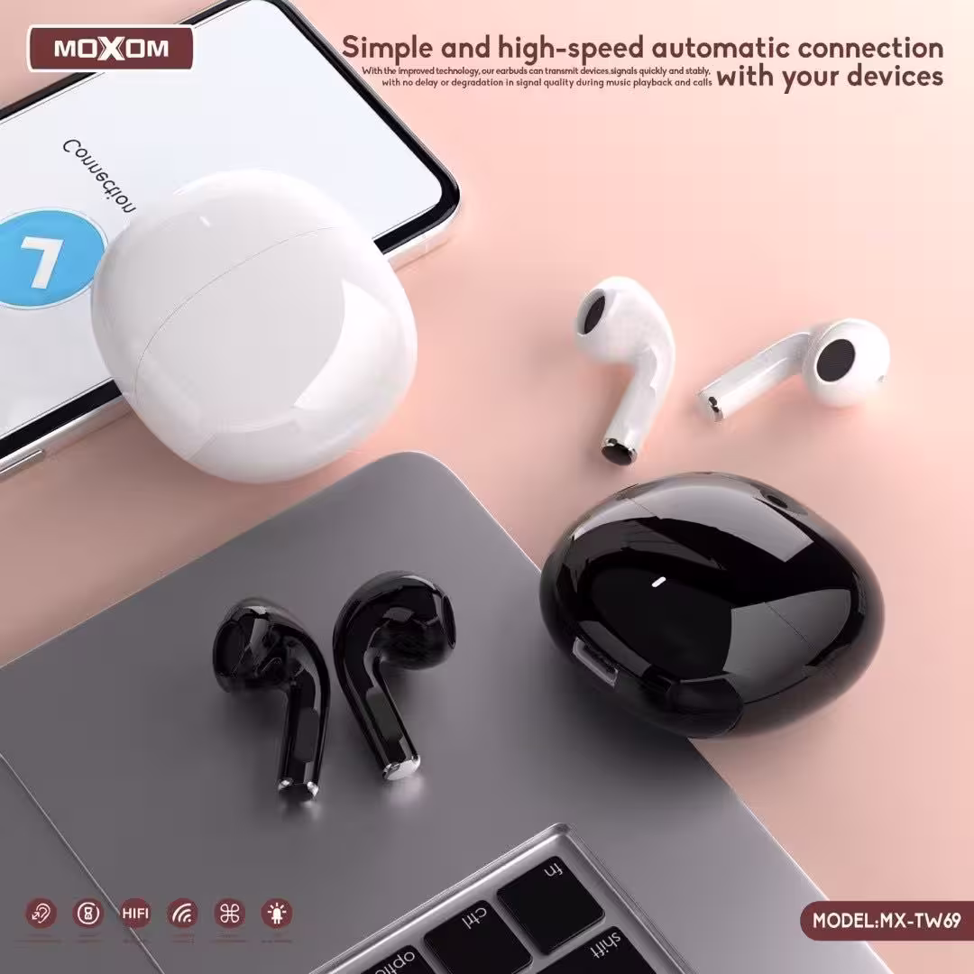 Moxom MX-TW69 Cloud TWS Wireless Earbuds auto connection