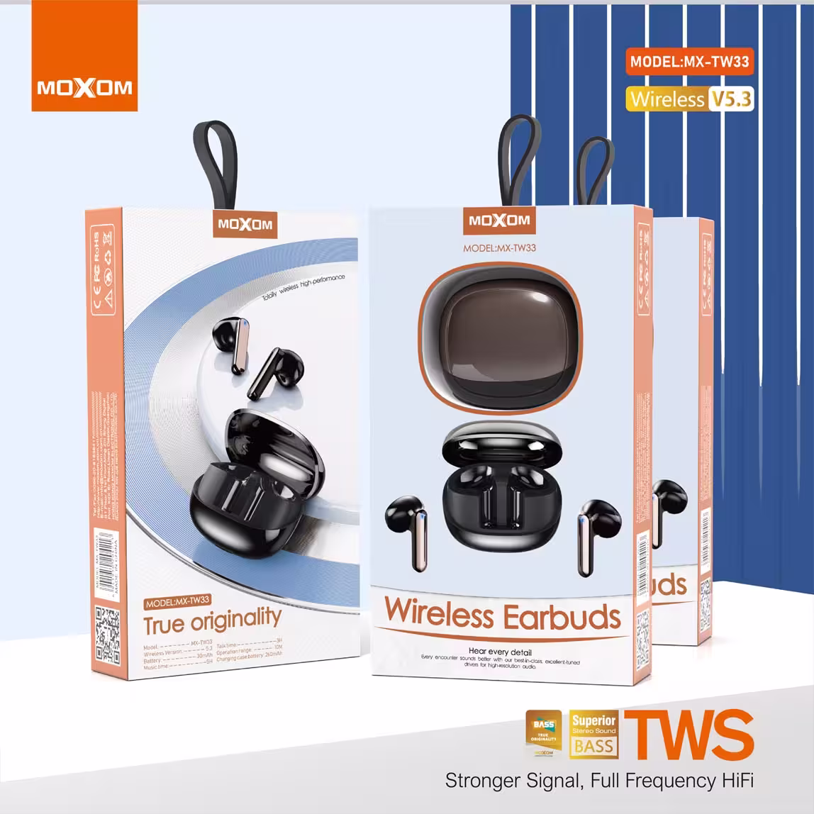 Moxom TW-33 True Wireless earbuds box package