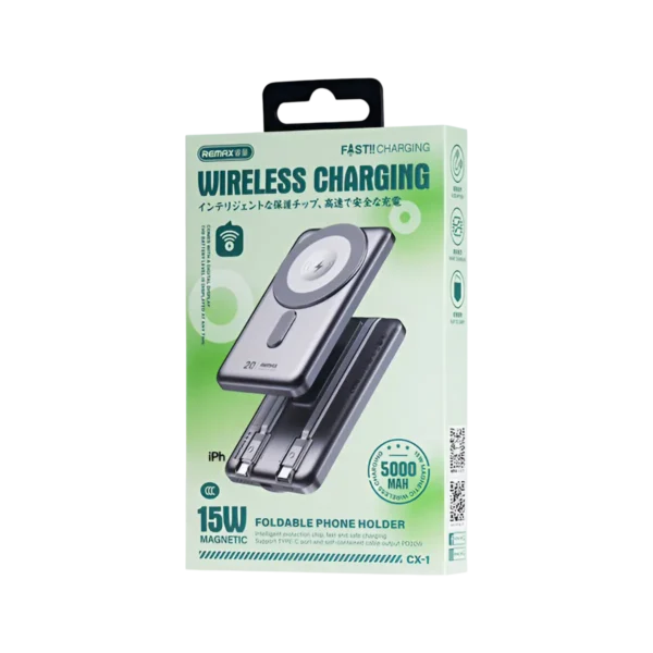 Remax CX-1 Magnetic 5000mAh Wireless Power Bank box