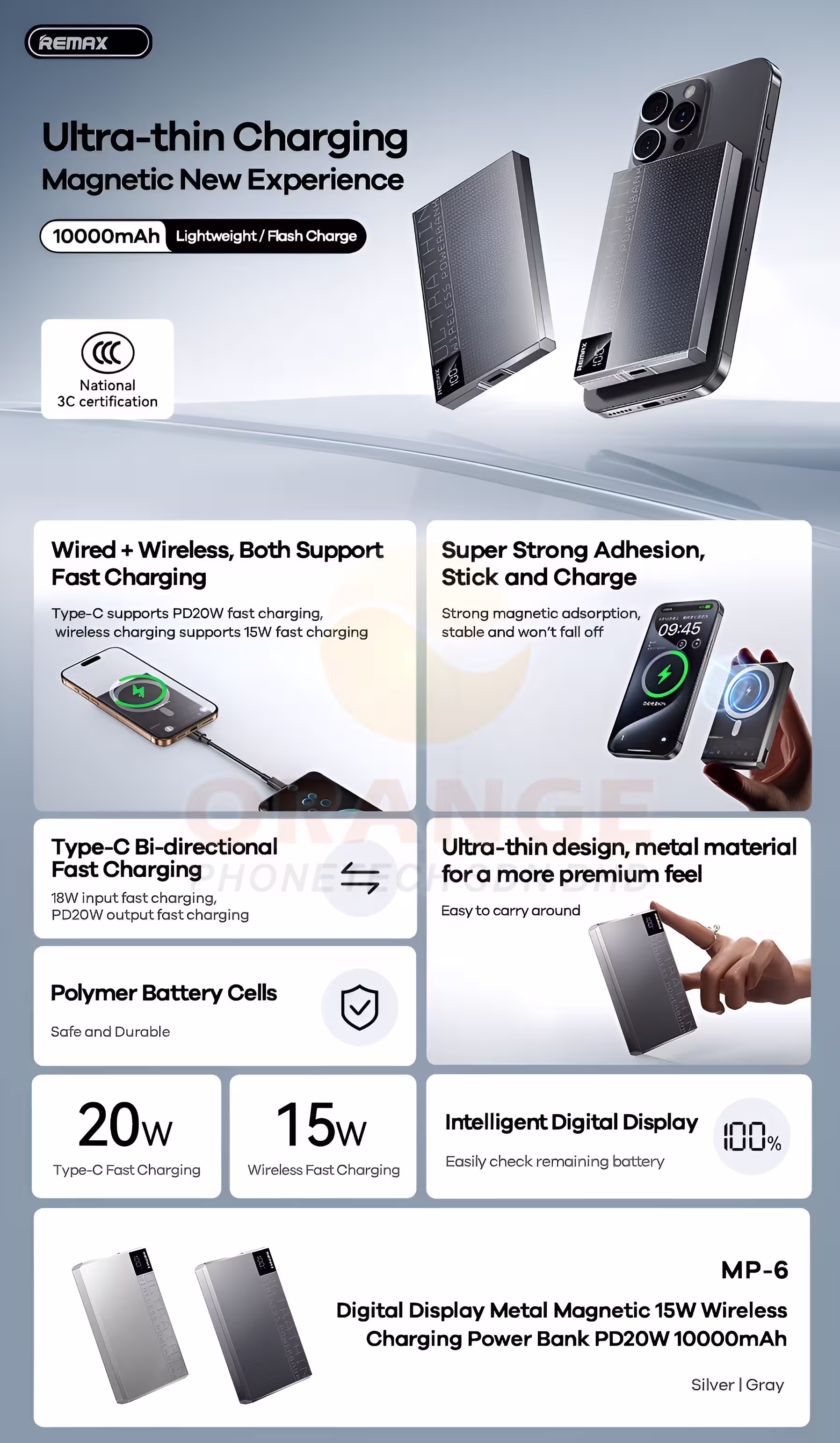 Remax MP-6 Ultra Slim MagSafe Power Bank 10000mAh