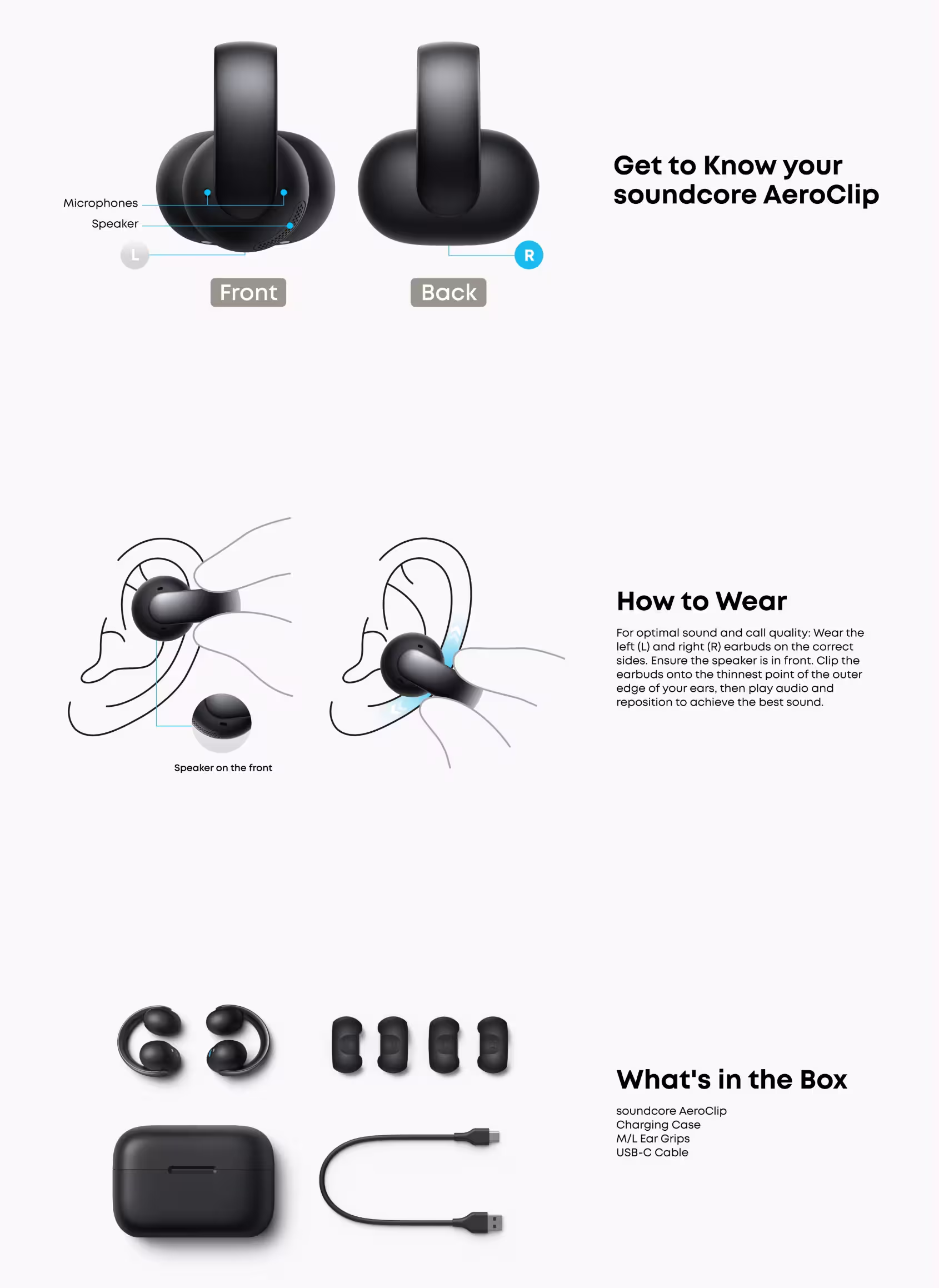 Soundcore AeroClip Open-ear Earbuds others info